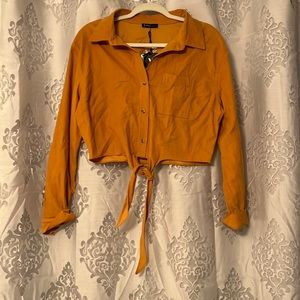Yellow corduroy cropped Button Up